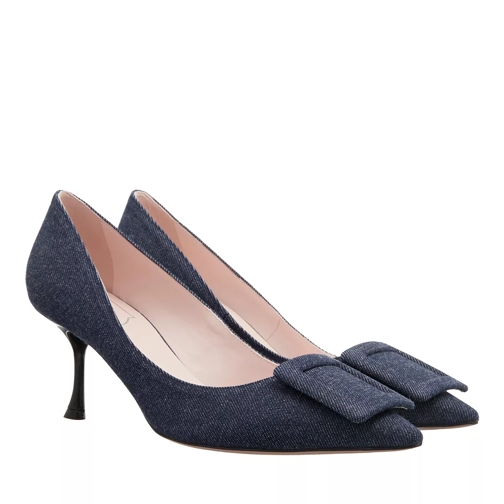 Roger Vivier Casual Style Plain Pin Heels Party Style Dark Blue Pump
