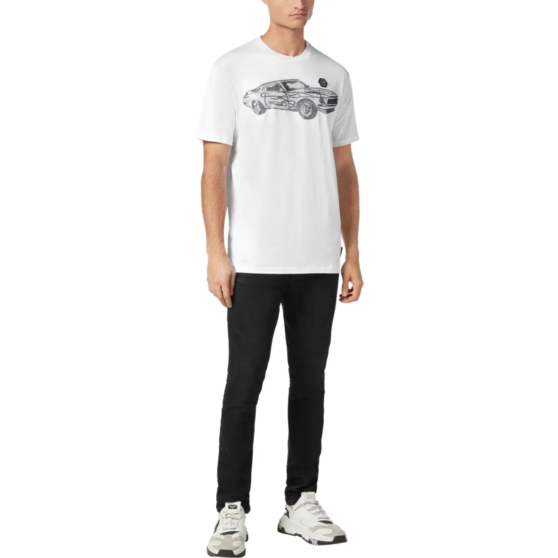 Philipp Plein T-Shirt T-Shirt Racing Mit Schmucksteinen weiss(Image 4)