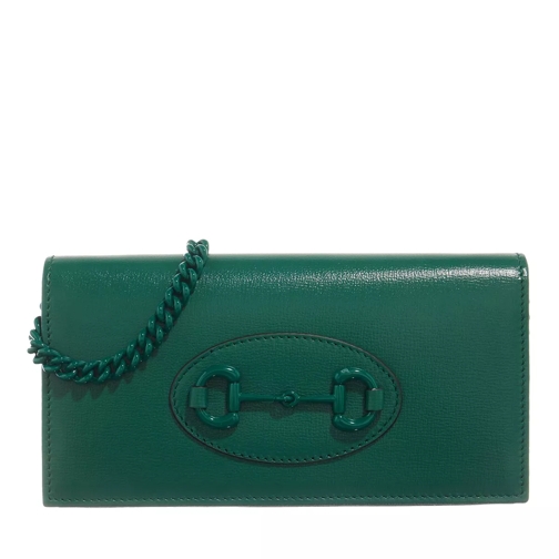 Gucci Horsebit Wallet On Chain Leather Emerald Portemonnee Aan Een Ketting