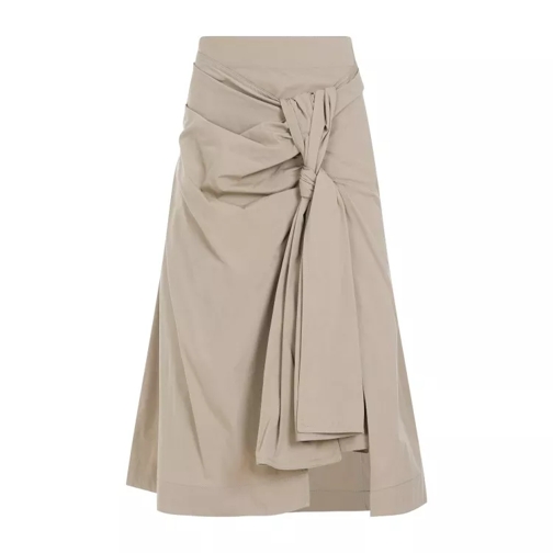 Bottega Veneta Compact Knot Sand Cotton Midi Skirt Neutrals 