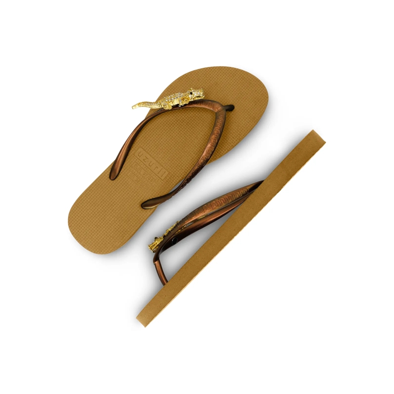 UZURII Flip Flops Zehentrenner Gold Crocodile Switch ocker(Image 4)