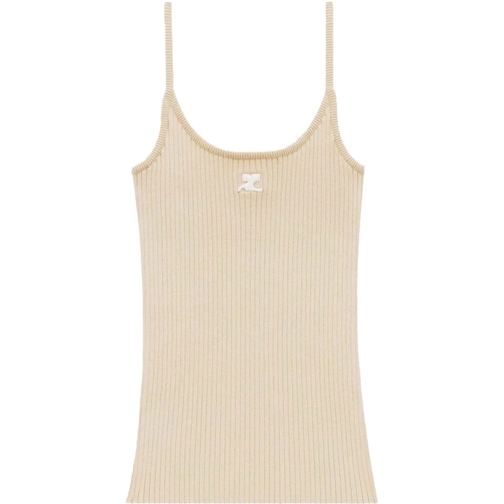 Courrèges T-shirts Top Reedition Viscose beige