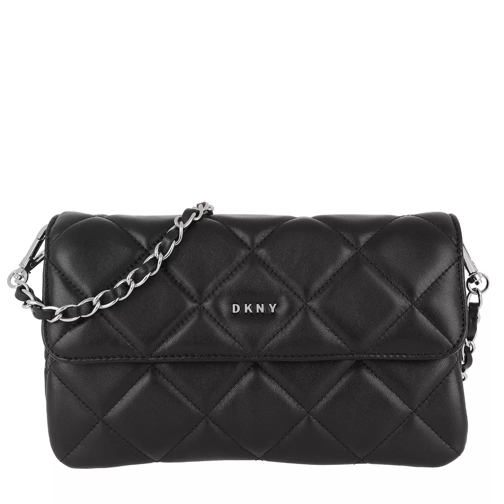 DKNY Barbara Flap Crossbody Bag Black/Silver Crossbody Bag