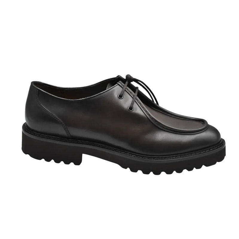 Doucal's Schnürschuhe Brown Low Schuhe With Polished Leather Upper Black