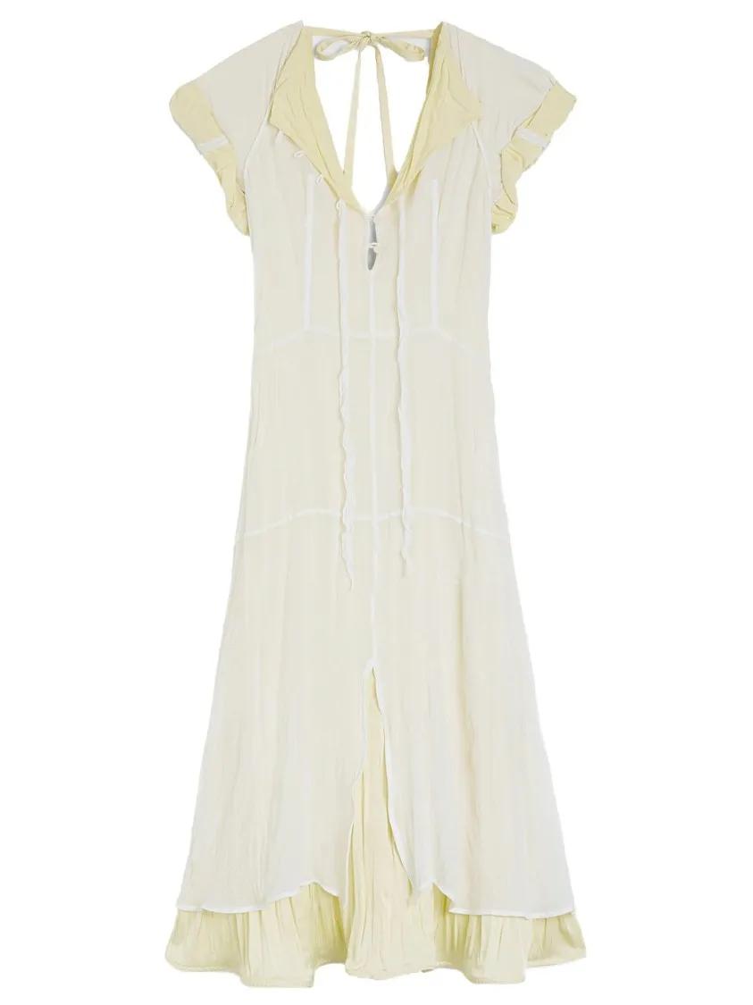 Thumbnail - Jil Sander - Silk Georgette Ruching Dress - Größe 38 - white