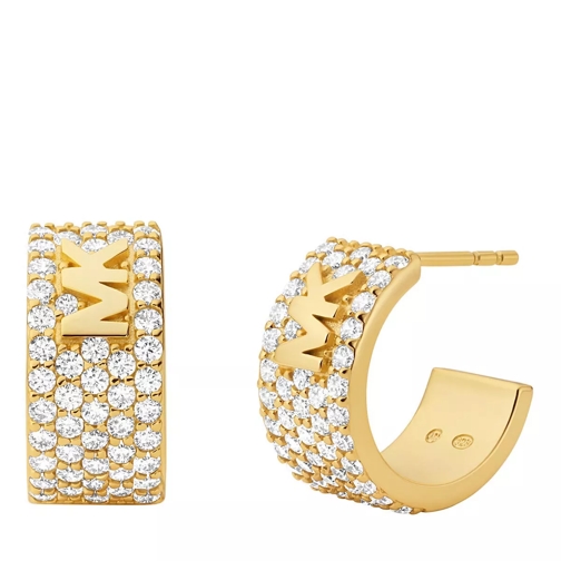 Michael Kors 14K Gold-Plated Pavé Logo Huggie Earring Gold Orecchini a cerchio