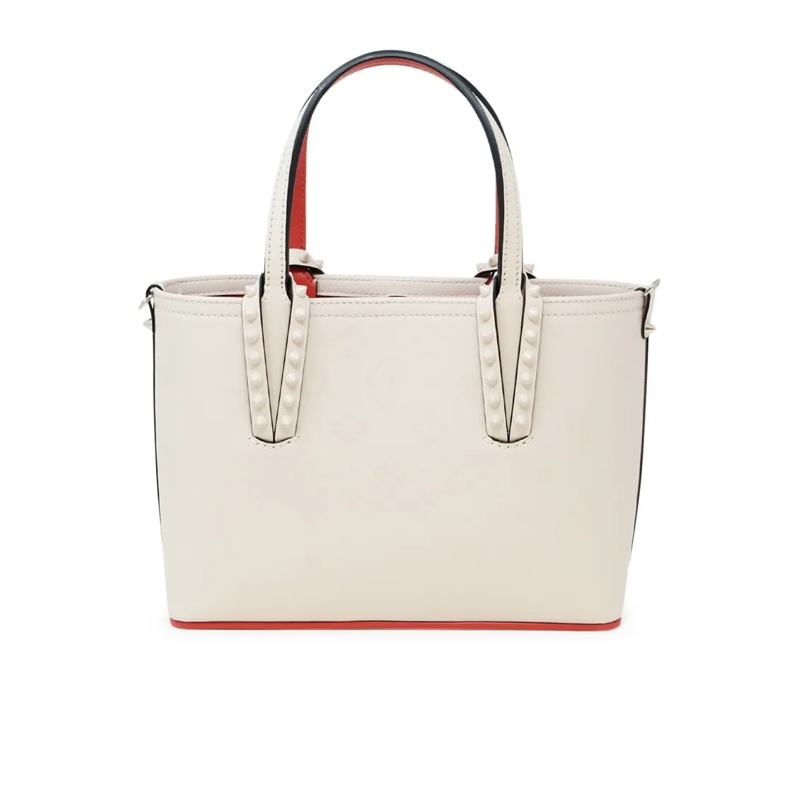 Christian Louboutin Draagtas Leche Leather Cabata E/W Mini Calf Paris Loubinthe White