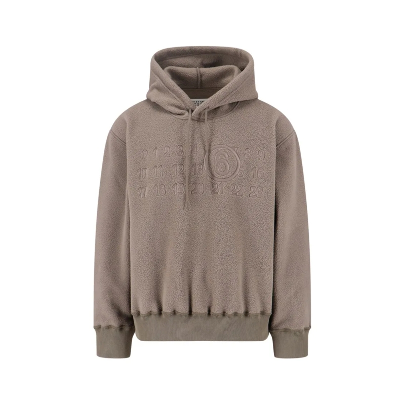 MM6 Maison Margiela  Teddy Fabric Hoodie With Embroidered Mm6 Logo Brown