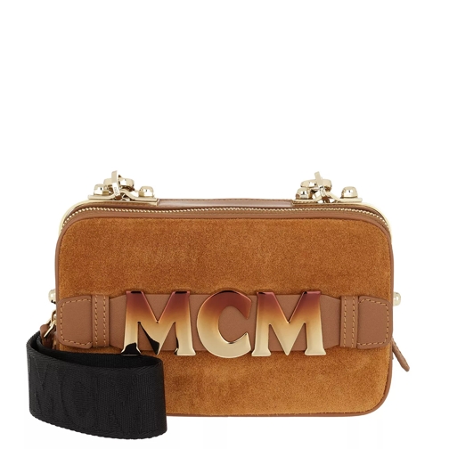 MCM Cubism Suede Crossbody Bag Mini Cognac Crossbody Bag