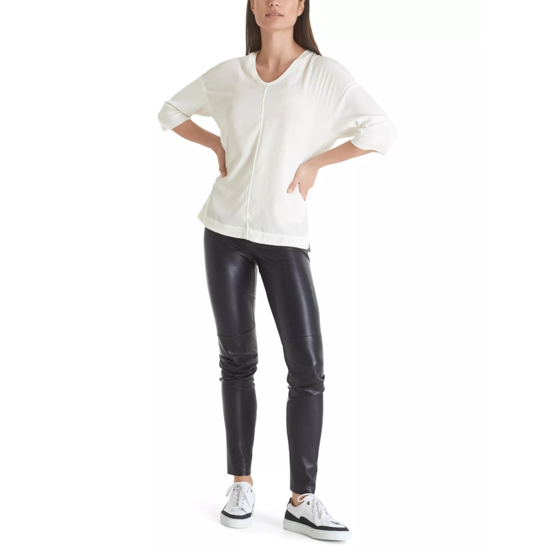 Marc Cain Legeres Oberteil Blusenshirt aus Baumwoll-Mix Weiß(Image 2)