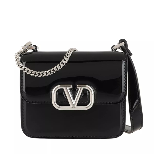 Valentino Garavani Micro V Sling Crossbody Bag Patent Leather Black Micro Tas