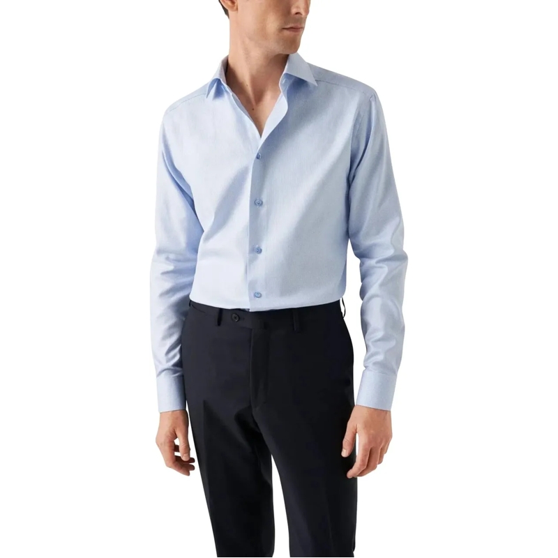 Eton  Eton Semi Solid Signature Twil Shirt Lange Mouw Ov blau(Image 2)