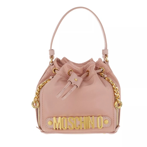 Moschino Golden Chain Logo Bucket Bag Rose Bucket Bag