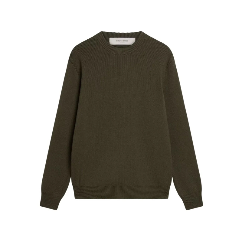 Golden Goose Pull Crew Neck Sweater With Graphic Logo Green