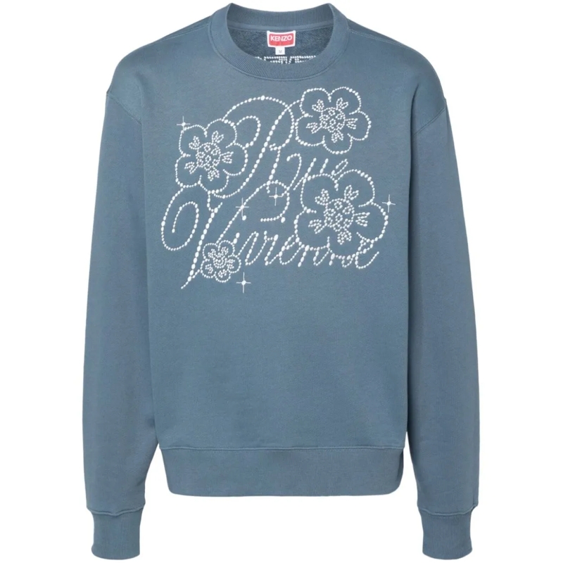 Kenzo  Textured Blue Cotton Jersey Sweatshirt Blue