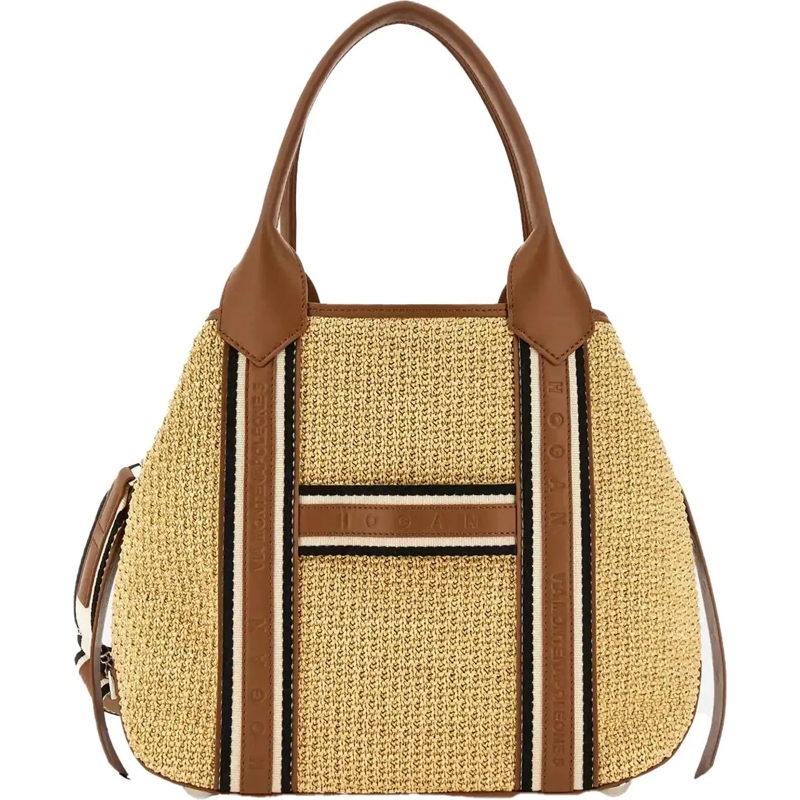Hogan Shopper Script Shopping Bag Medium beige
