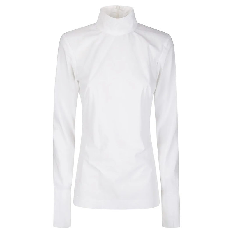 THE LATEST Overhemd Long-Sleeved White Cotton Shirt With Back Zip White