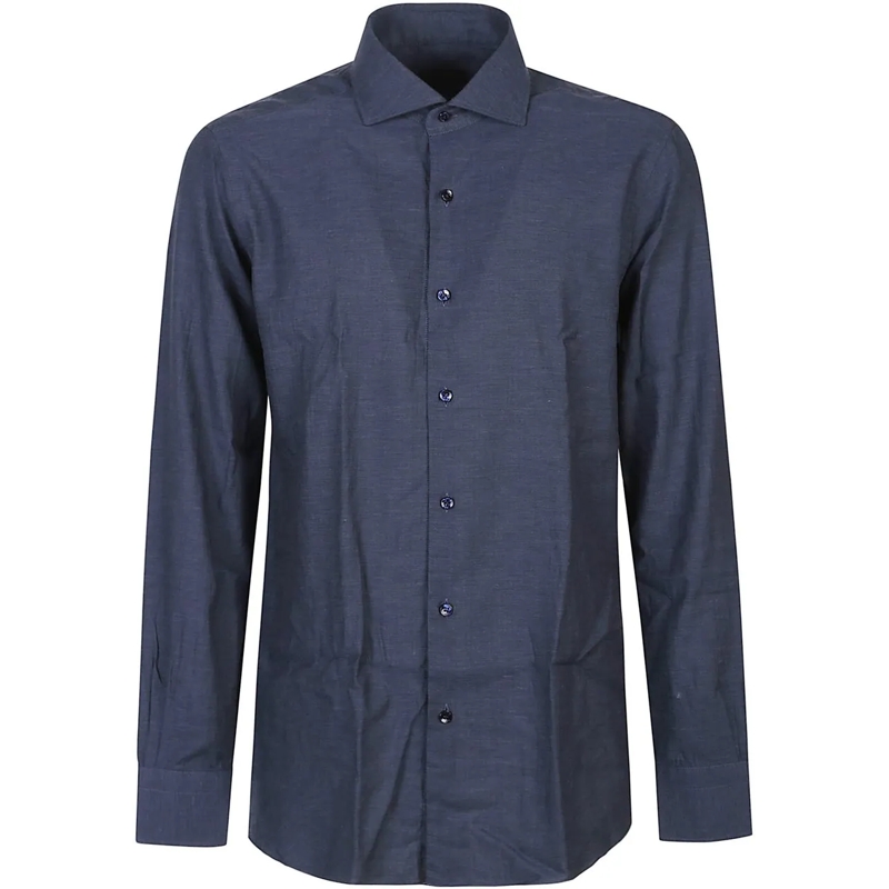Barba Napoli Legeres Oberteil Long Sleeve Neck Shirt Blue blau