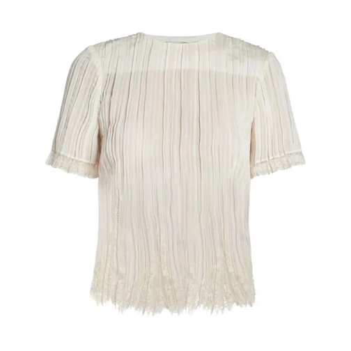 Zimmermann Top Semi-Sheer Lace-Detail Bej White 