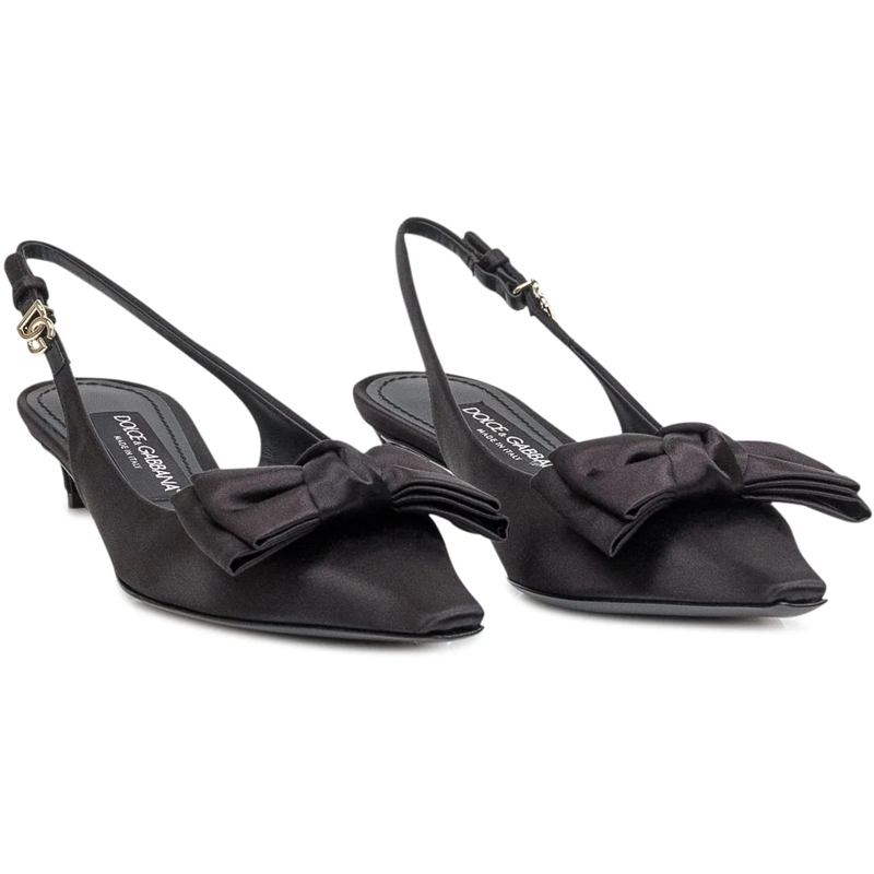 Dolce&Gabbana Pumps Slingback in Raso con Fiocco schwarz(Image 2)