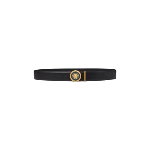 Versace Ceinture Enamel Medusa Biggie Leather Belt Black