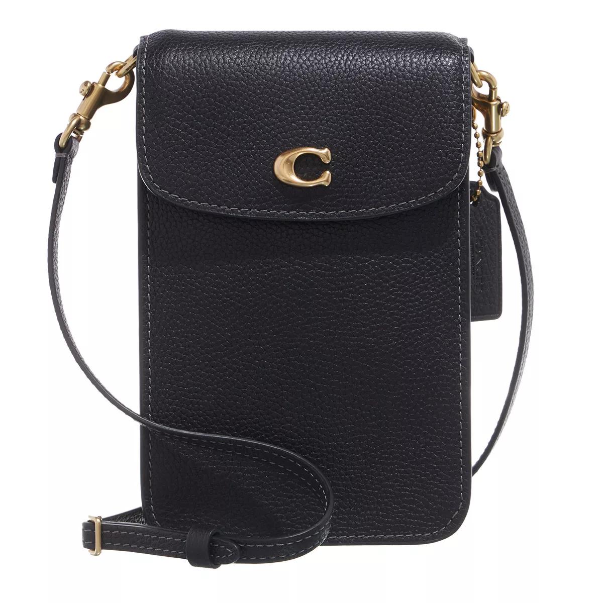 Coach Polished Pebble Leather C Phone Crossbody Black | Mini Bag