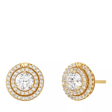 14K Gold Plated Pav Halo Stud Earrings Gold Stud