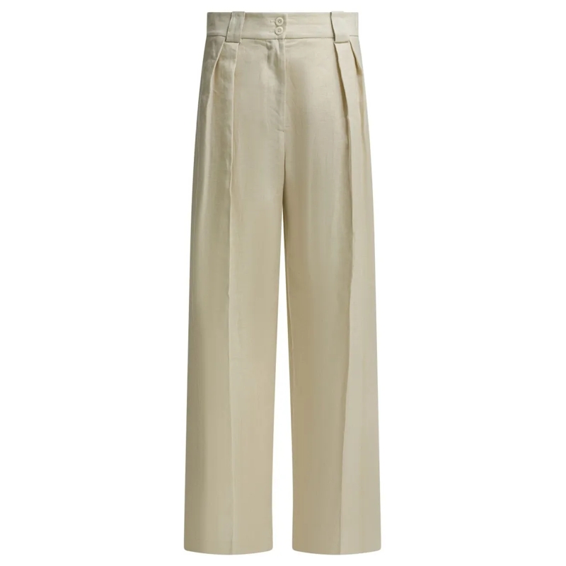 Ines De La Fressange  Wide-Leg Trousers With High Waist Neutrals