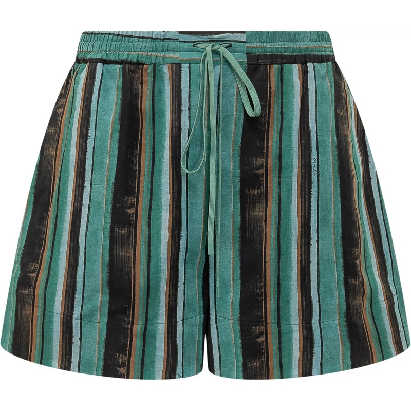 Pinko Shorts Shorts in Mussola a Righe grün