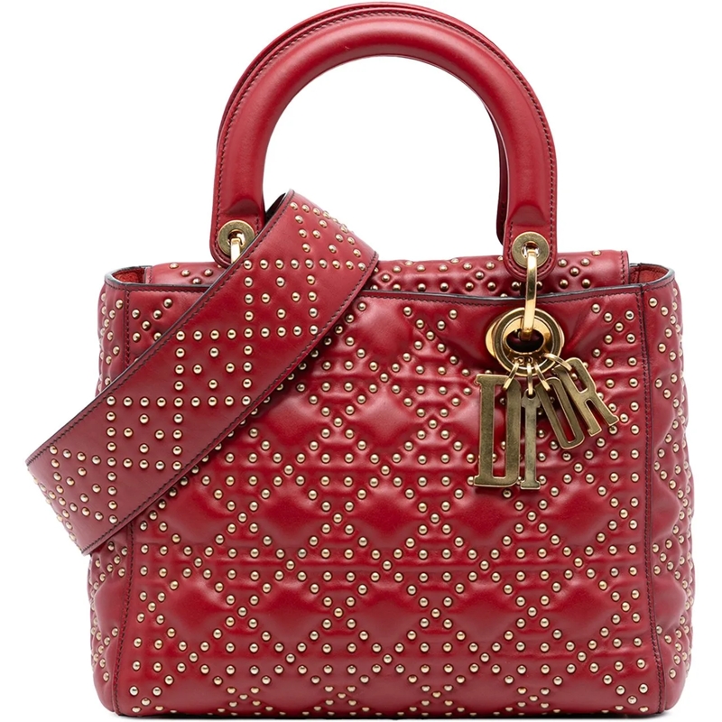 Christian Dior Tote Medium Studded Calfskin Lady Dior rot