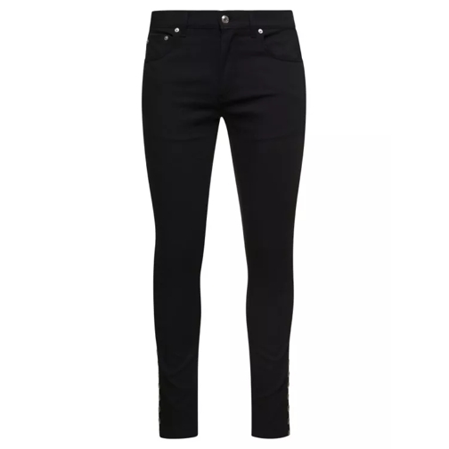 Alexander McQueen Black Skinny Jeans With Eyelet Detailing In Cotton Black Skinny Leg Jeans