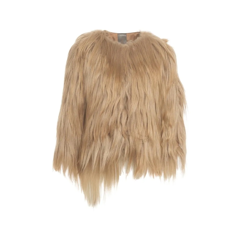 Giorgio Brato Veste en shearling Beige Faux Fur Jacket With Hem Brown