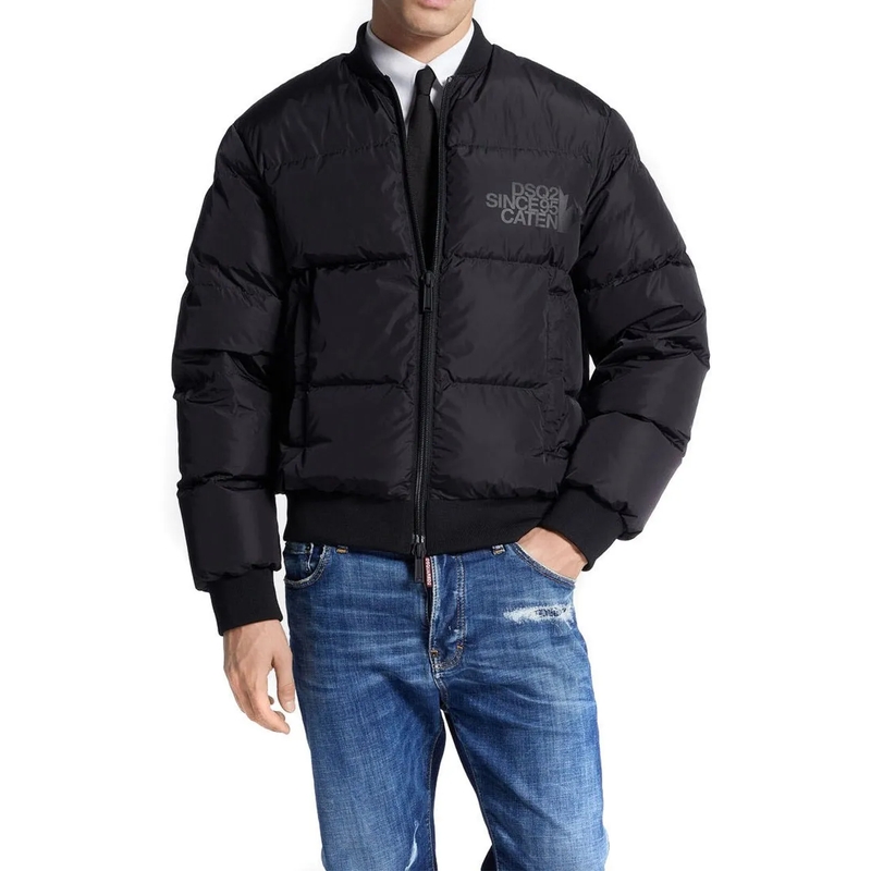 Dsquared2 Daunenjacke Classic Black Puffer Bomber Jacket With Ribbed Cuf Black(Image 10)