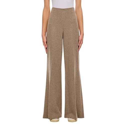 Ralph Lauren  Herringbone Silk Wool Cashmere Wide Leg Pants Brown