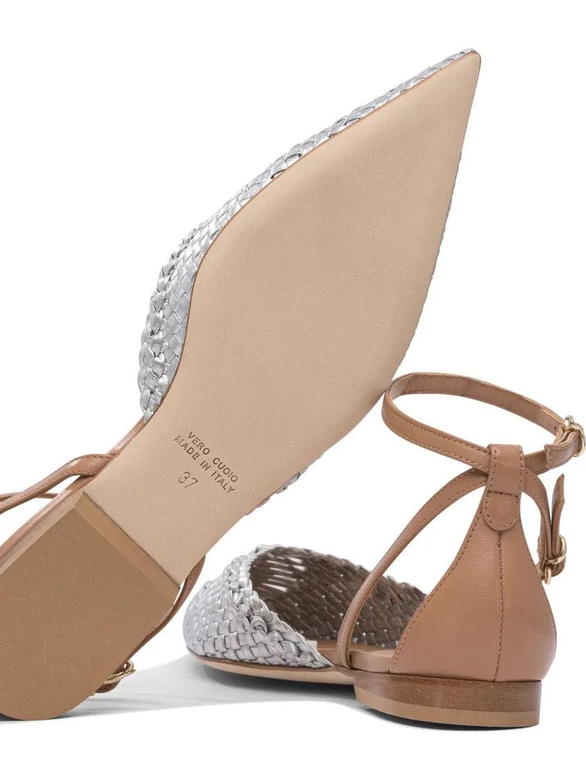 Thumbnail - Woven Metallic Pointed Toe Ballerinas - Gr. 38 (EU) - in Braun