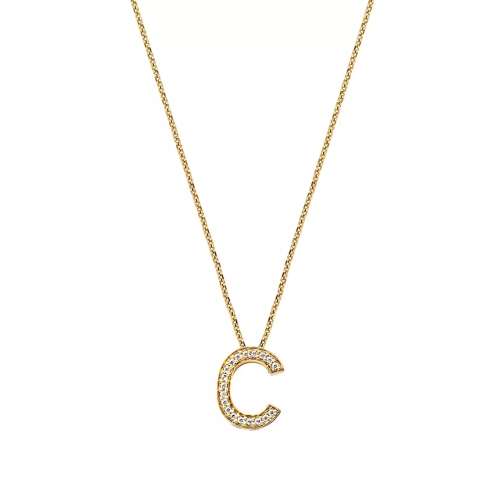 BELORO Necklace Letter C Zirconia Gold-Plated Short Necklace
