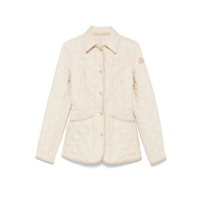 Moncler  Quilted Flax Uzes Jacket With Classic Collar Neutrals