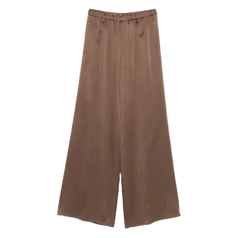 Antonelli  Wide-Leg Brown Trousers With Minimalist Design Brown