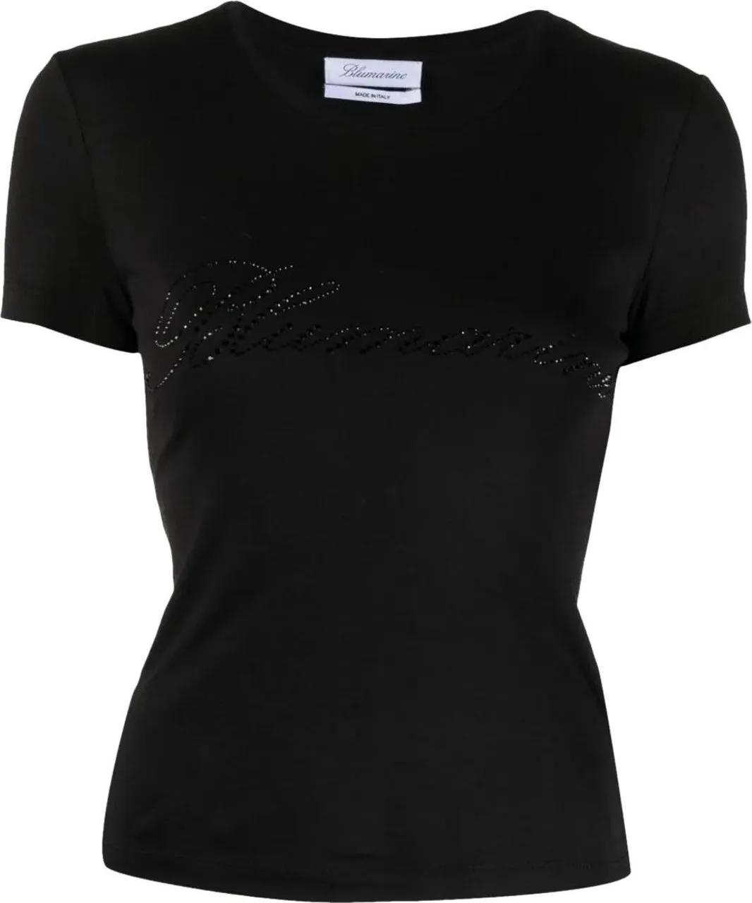 Thumbnail - Blumarine - Black Logo T-Shirt With Rhinestone Embellishment - Größe M - schwarz