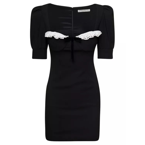 Alessandra Rich Black Mini Dress With Lace Detail On The Front In  Black 