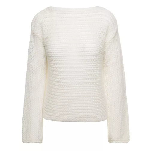 Forte Forte White Cropped Sweater With Boat Neckline In Wool B White 