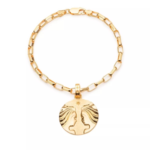 Rachel Jackson London Statement Gemini Zodiac Art Coin Bracelet S/M Yellow Gold Braccialetti