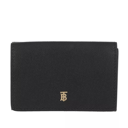 Burberry Small Grain Folding Wallet Leather Black Tri-Fold Portemonnaie