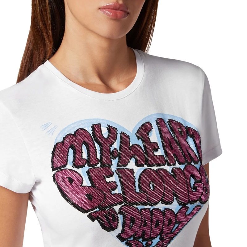 Philipp Plein T-Shirt T-Shirt Slim Fit Mit Schmucksteinen weiss(Image 4)