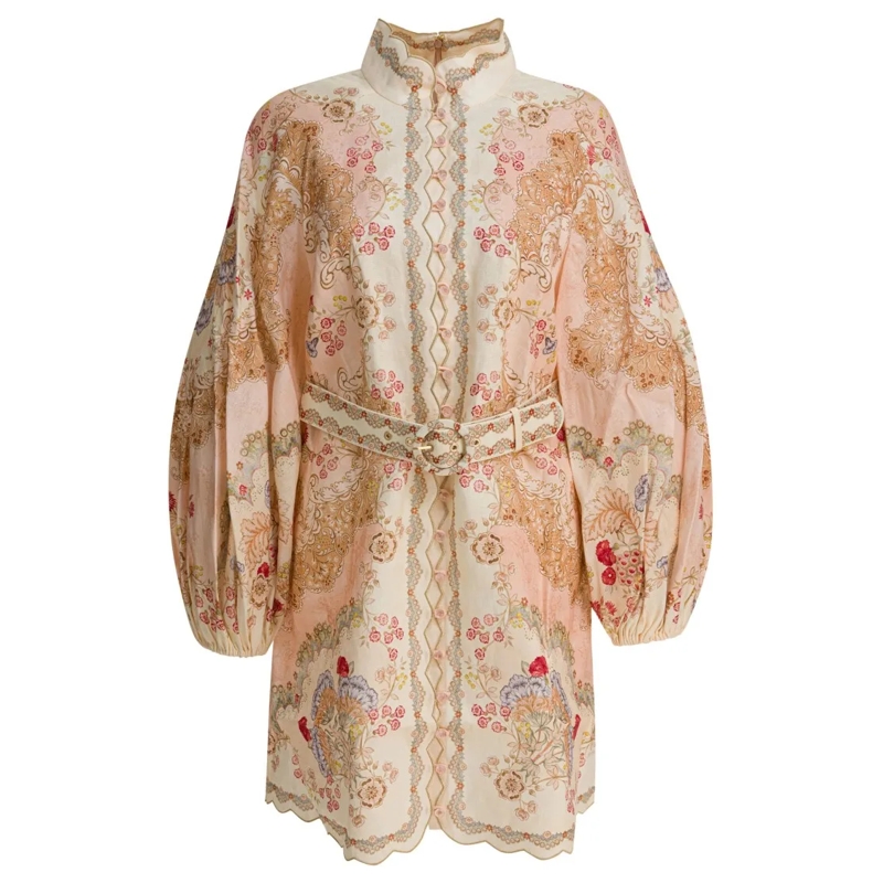 Zimmermann Minikleid Chemisier Dress With Puff Sleeves Neutrals