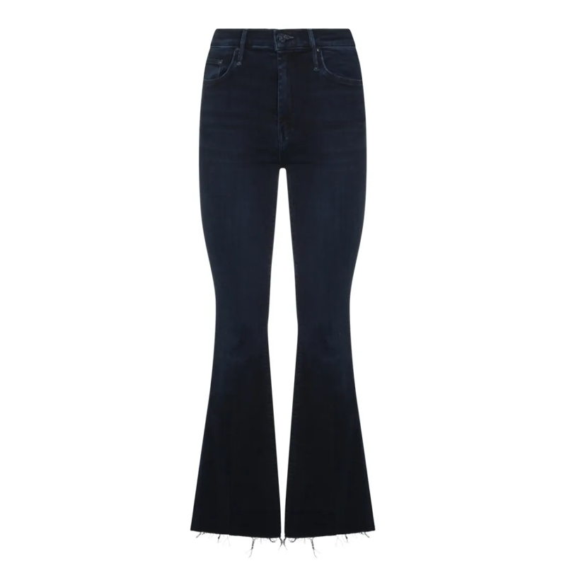 Mother Jeans Navy Blue High-Waisted Wide-Leg Jeans Black