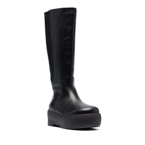 Gia Borghini Stiefel Black Slip-On Boots With Platform In Smooth Leathe Black