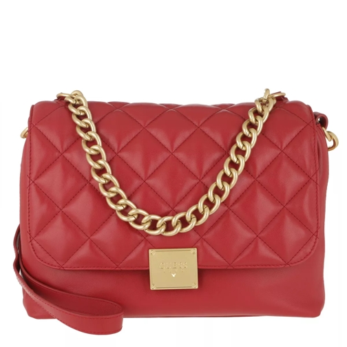 Guess Vicky Medium Top Handle Flap Red Borsa a tracolla