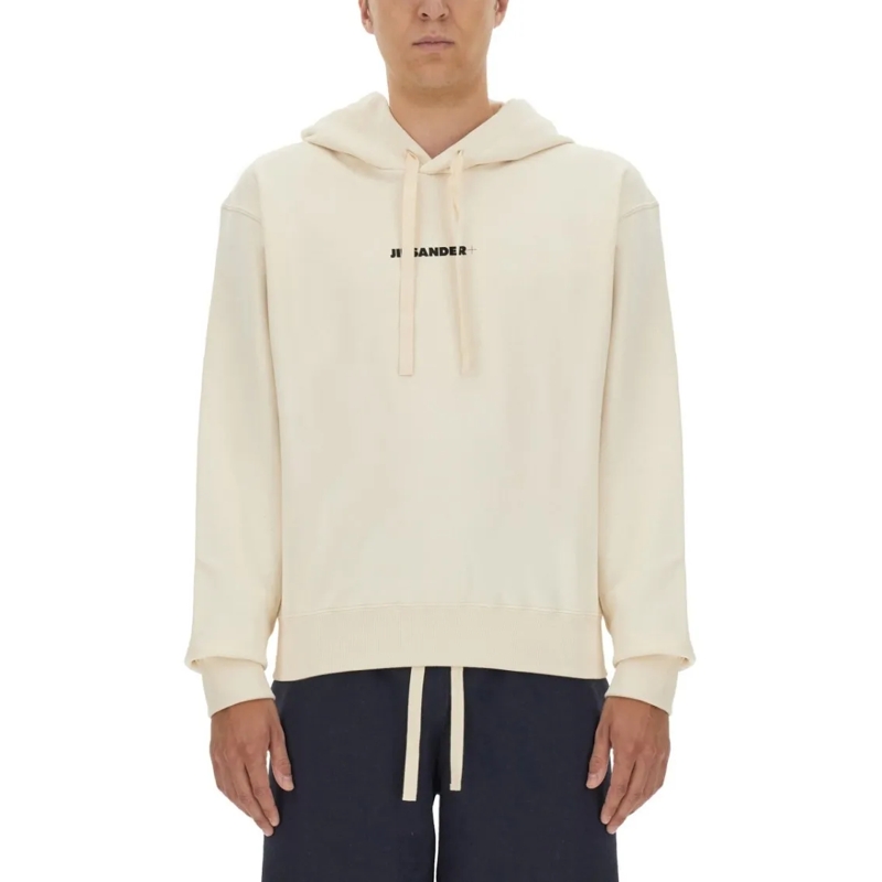 Jil Sander  Casual Hooded Sweatshirt With Subtle Logo Neutrals