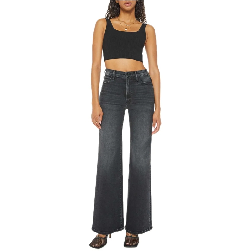 Mother Jeans à jambe droite Not Today Satan schwarz